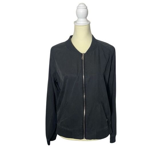 Outerwear Lyocell Lightweight Zipper Front Coat In Charcoal Gray Women's Size 10 - Picture 1 of 15